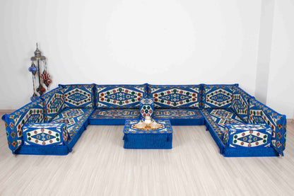 Ephesus Blue U Shaped Sofa Set