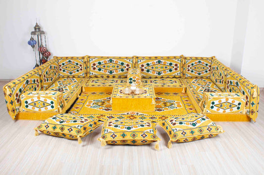 Ephesus Yellow U Shaped Sofa Set