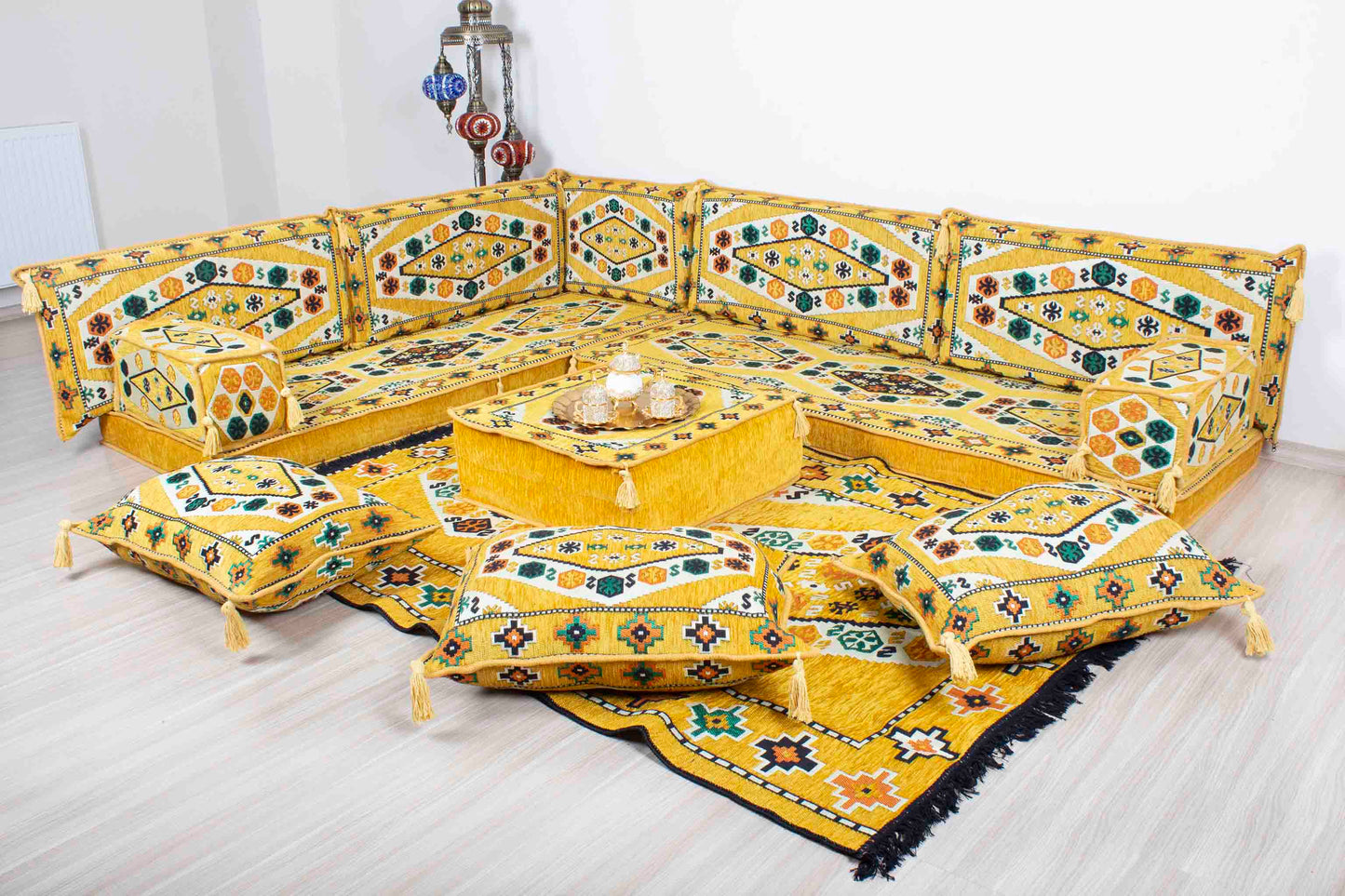 Ephesus Yellow L Shaped Sofa Set