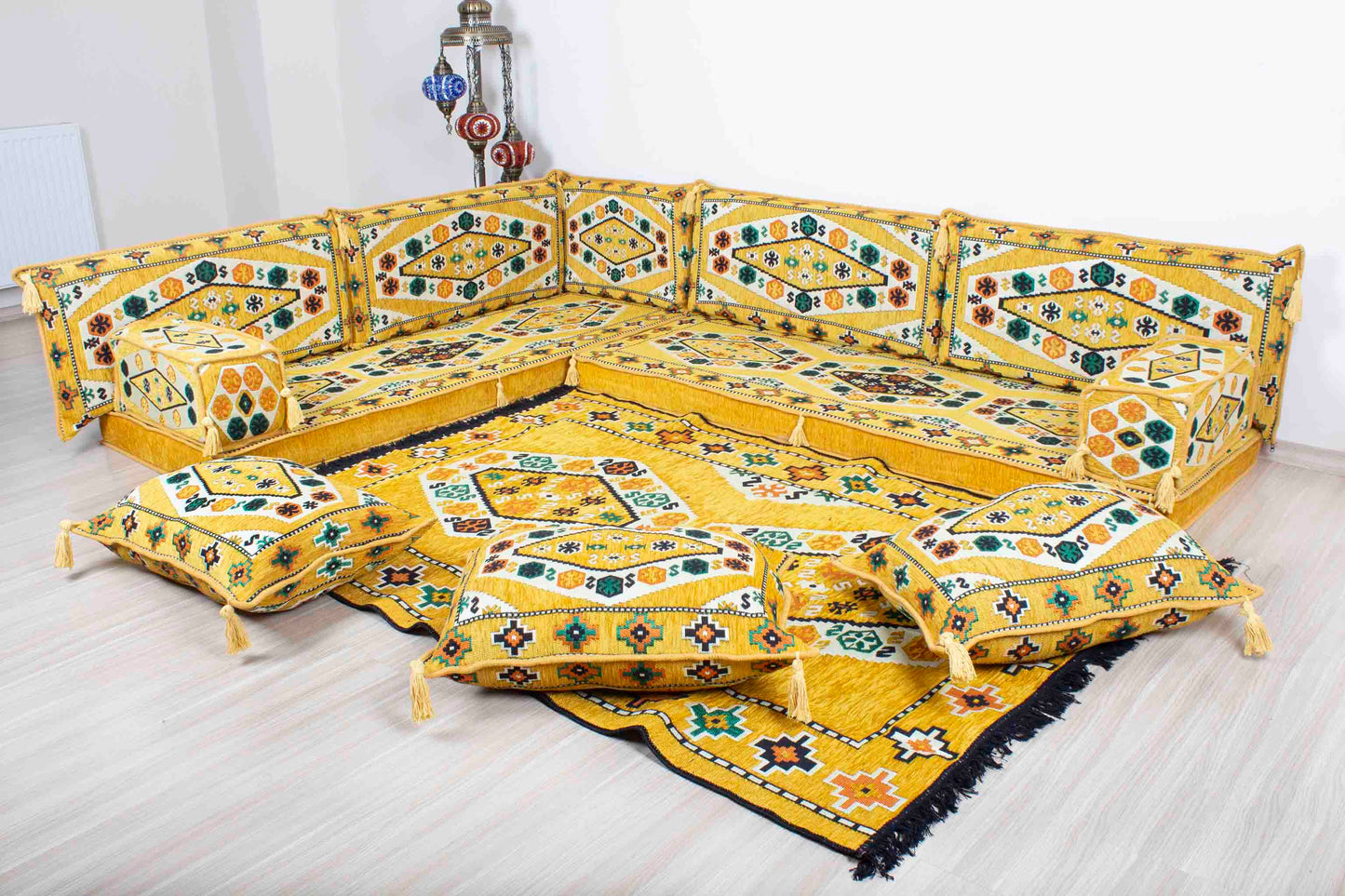 Ephesus Yellow L Shaped Sofa Set