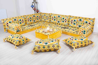 Ephesus Yellow L Shaped Sofa Set