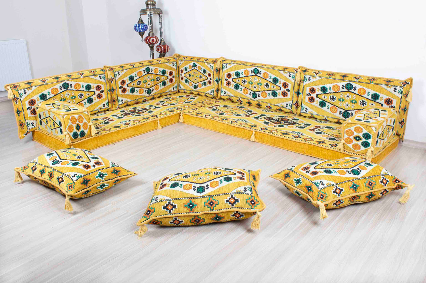 Ephesus Yellow L Shaped Sofa Set