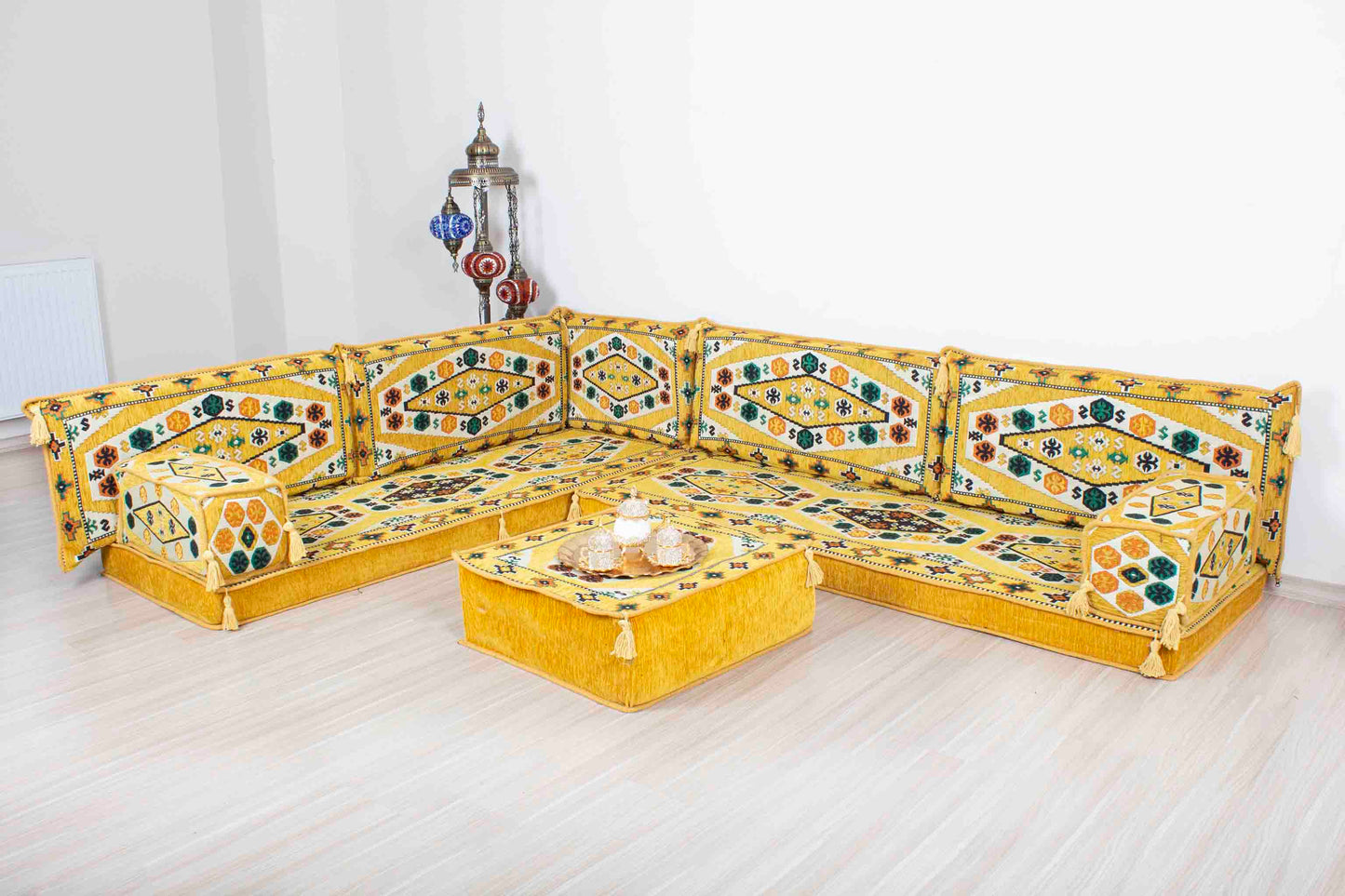 Ephesus Yellow L Shaped Sofa Set