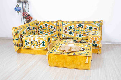 Ephesus Yellow Mini L Shaped Sofa Set