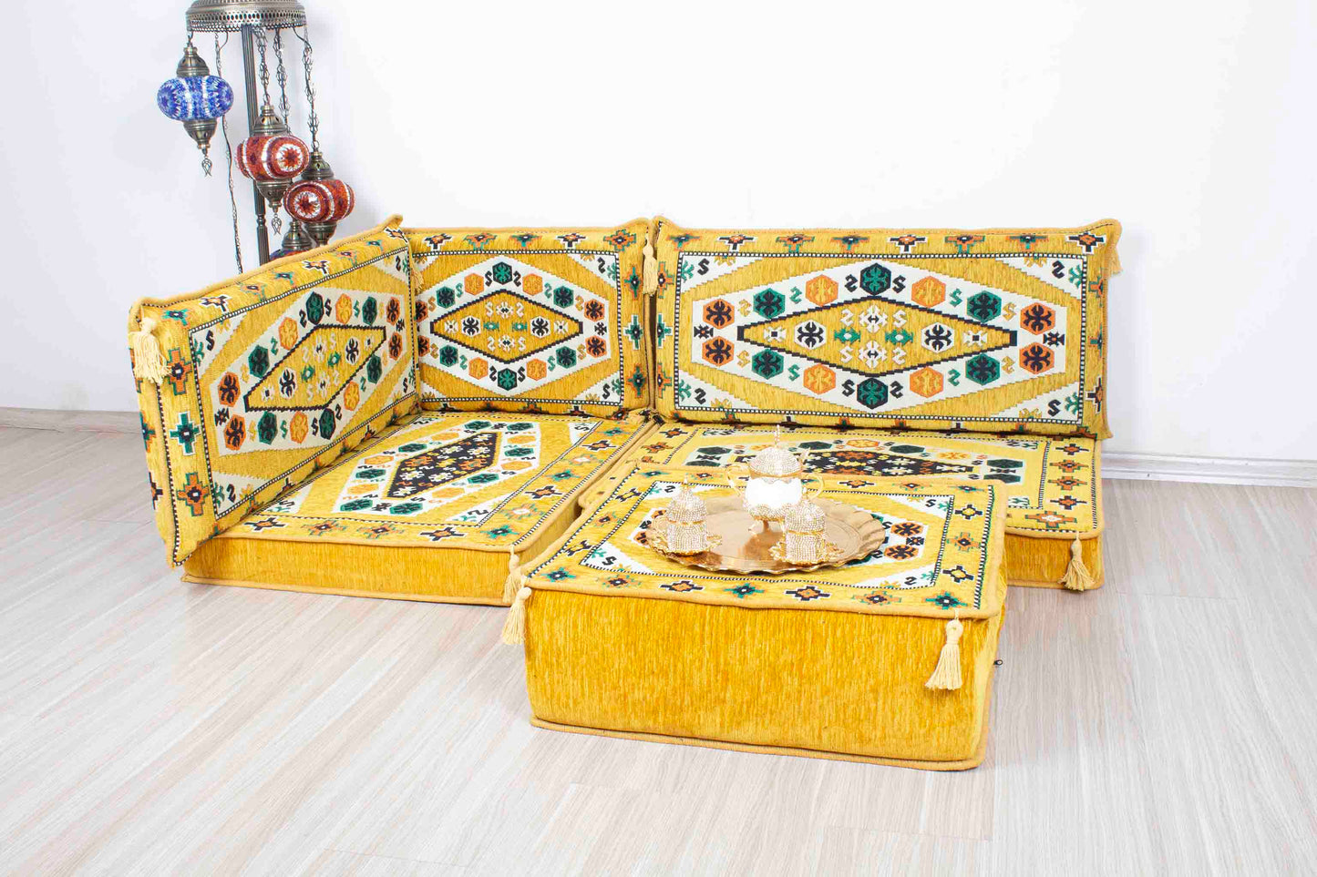 Ephesus Yellow Mini L Shaped Sofa Set