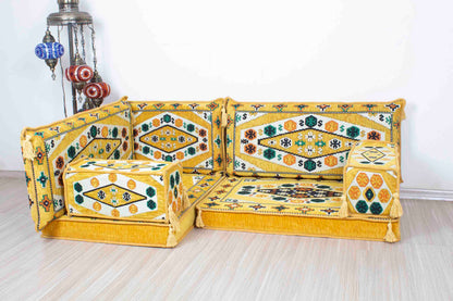 Ephesus Yellow Mini L Shaped Sofa Set