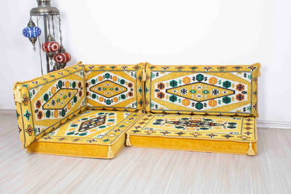 Ephesus Yellow Mini L Shaped Sofa Set