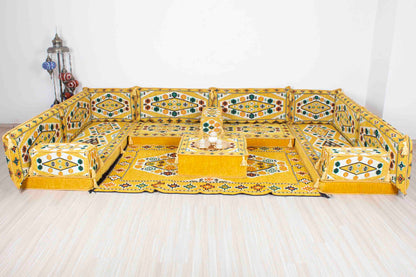 Ephesus Yellow U Shaped Sofa Set