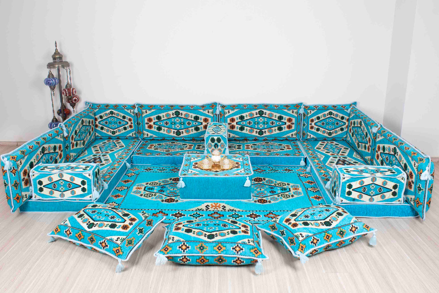 Ephesus Light Blue U Shaped Sofa Set