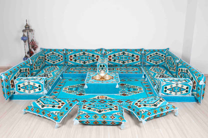 Ephesus Light Blue U Shaped Sofa Set