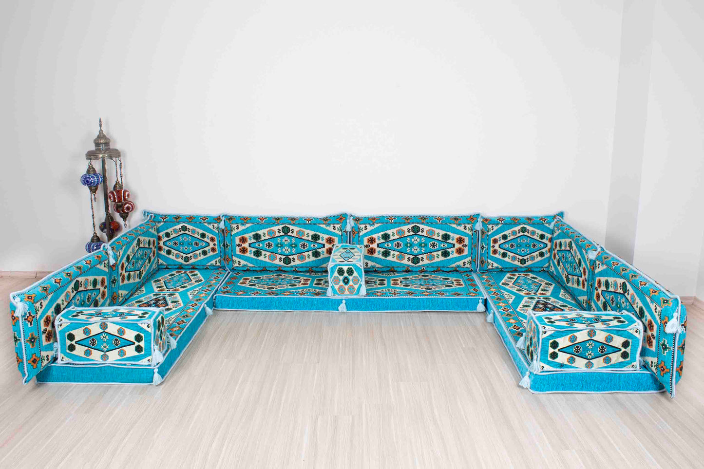 Ephesus Light Blue U Shaped Sofa Set