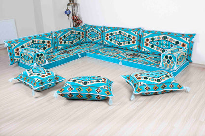 Ephesus Light Blue L Shaped Sofa Set