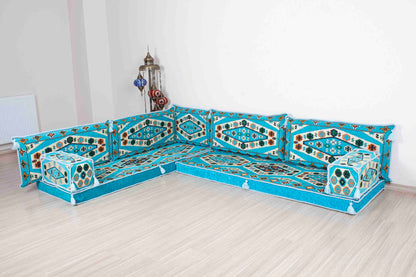 Ephesus Light Blue L Shaped Sofa Set