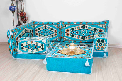 Ephesus Light Blue Mini L Shaped Sofa Set