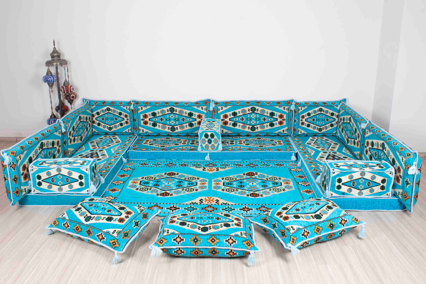 Ephesus Light Blue U Shaped Sofa Set