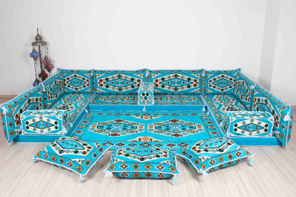 Ephesus Light Blue U Shaped Sofa Set