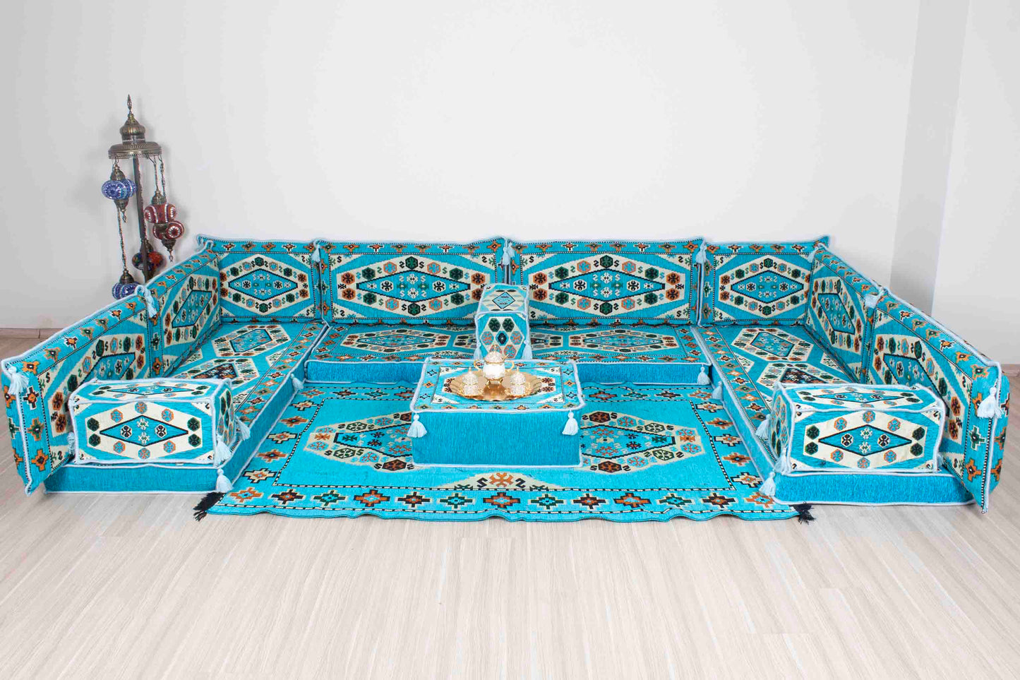 Ephesus Light Blue U Shaped Sofa Set