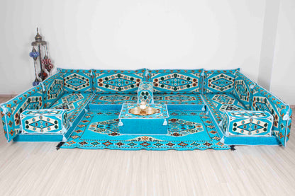 Ephesus Light Blue U Shaped Sofa Set