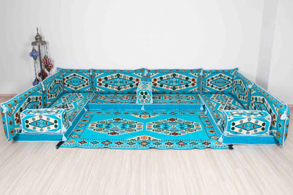 Ephesus Light Blue U Shaped Sofa Set