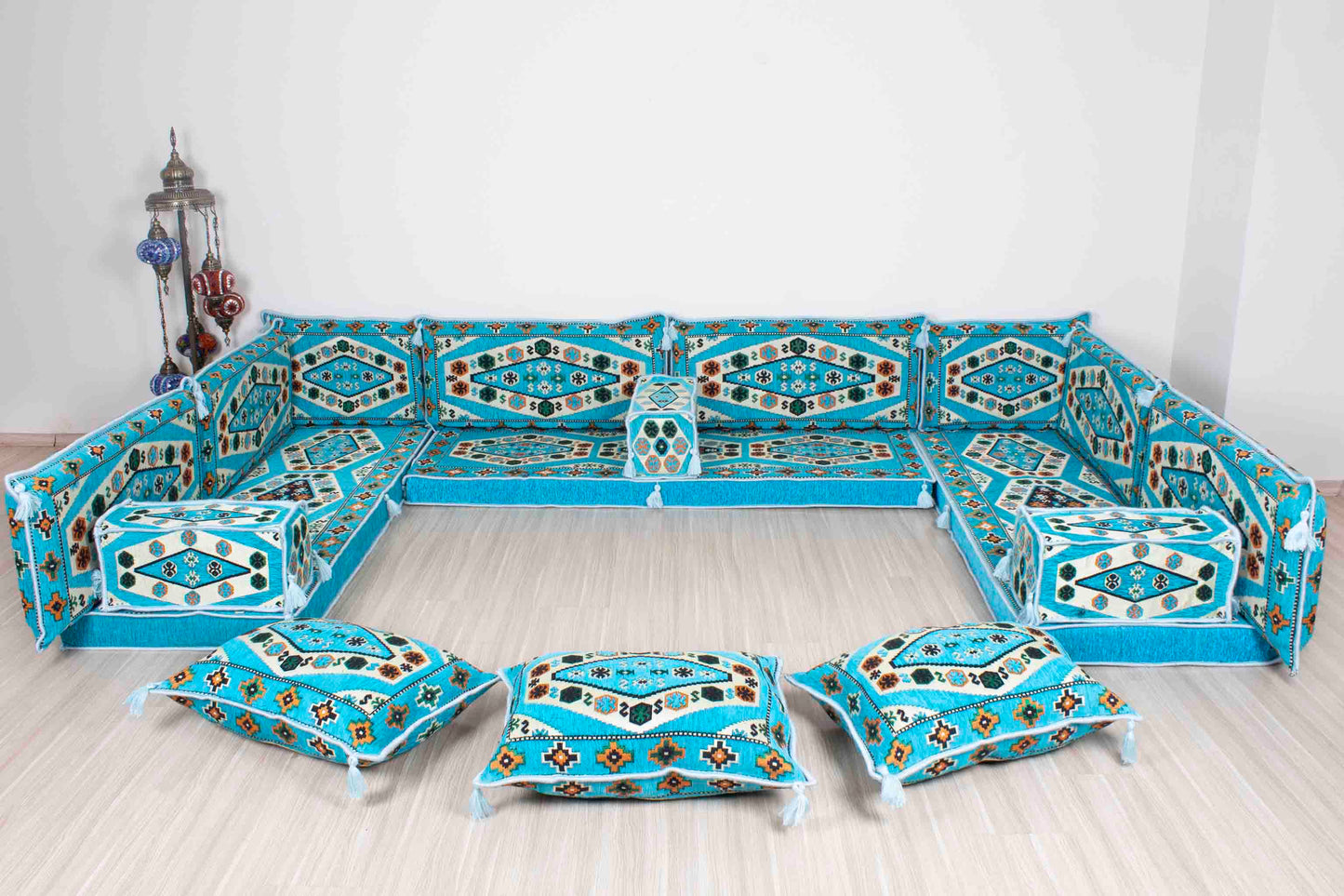 Ephesus Light Blue U Shaped Sofa Set