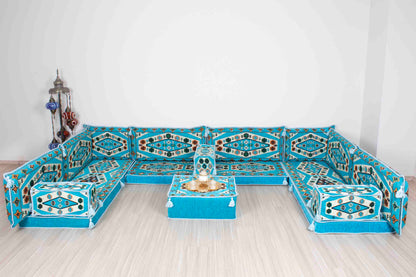 Ephesus Light Blue U Shaped Sofa Set