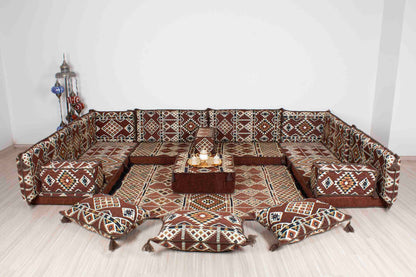 Anemurium Brown U Shaped Sofa Set