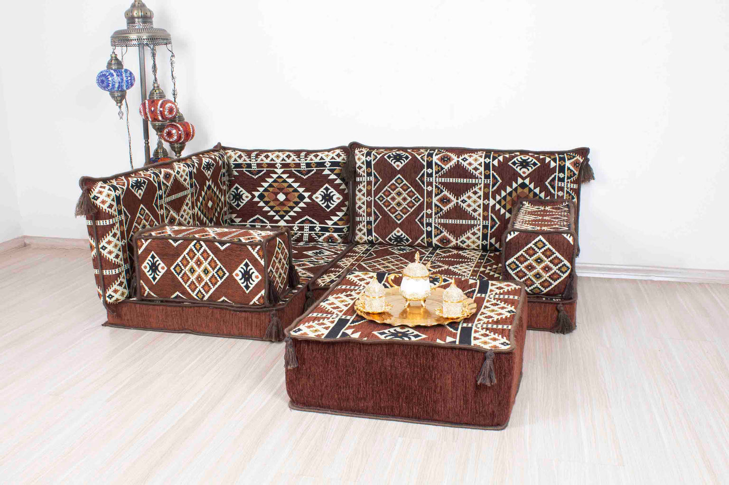 طقم أريكة Anemurium Brown Mini على شكل حرف L