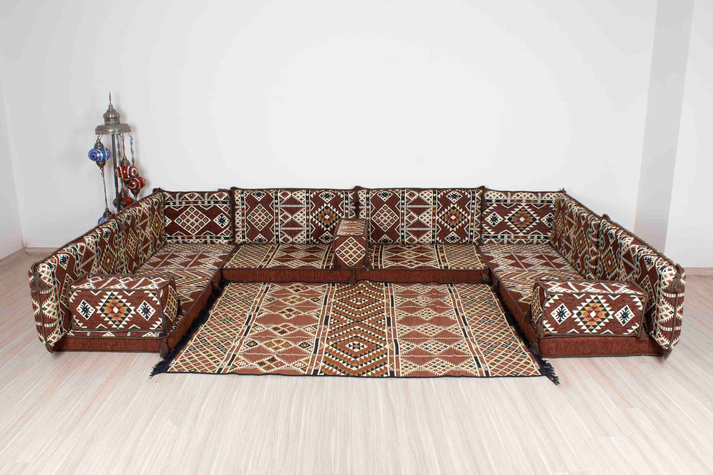 Anemurium Brown U Shaped Sofa Set