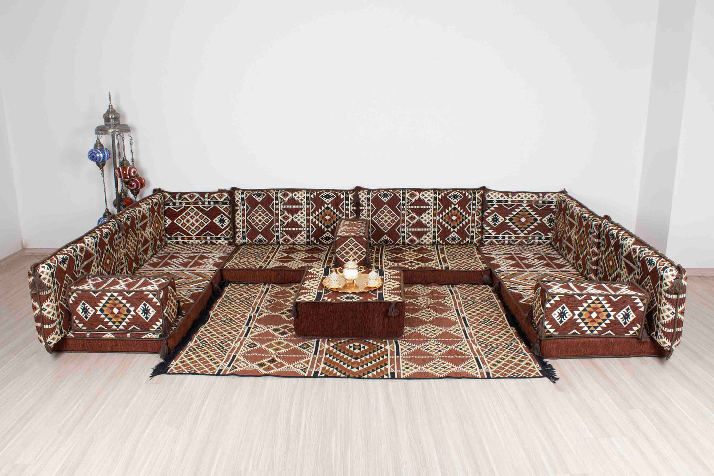 Anemurium Brown U Shaped Sofa Set