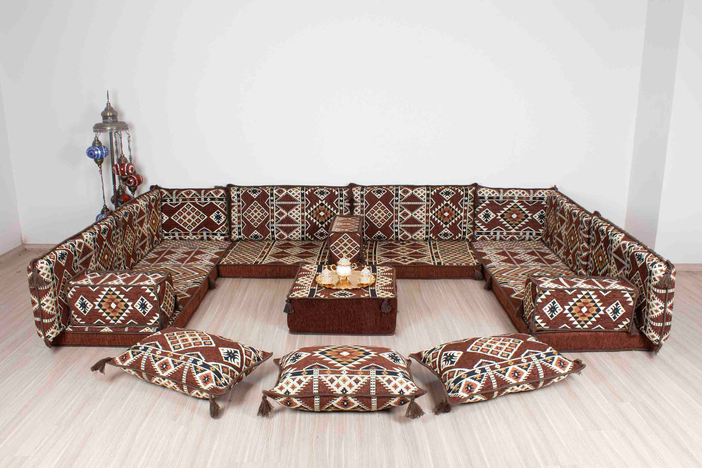 Anemurium Brown U Shaped Sofa Set