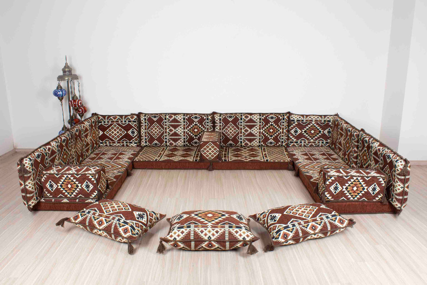 Anemurium Brown U Shaped Sofa Set