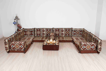 Anemurium Brown U Shaped Sofa Set