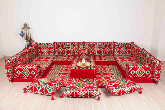 Anemurium Red U Shaped Sofa Set