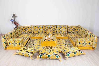 Anemurium Yellow U Shaped Sofa Set