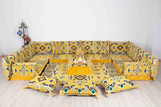 Anemurium Yellow U Shaped Sofa Set