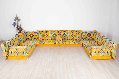 Anemurium Yellow U Shaped Sofa Set