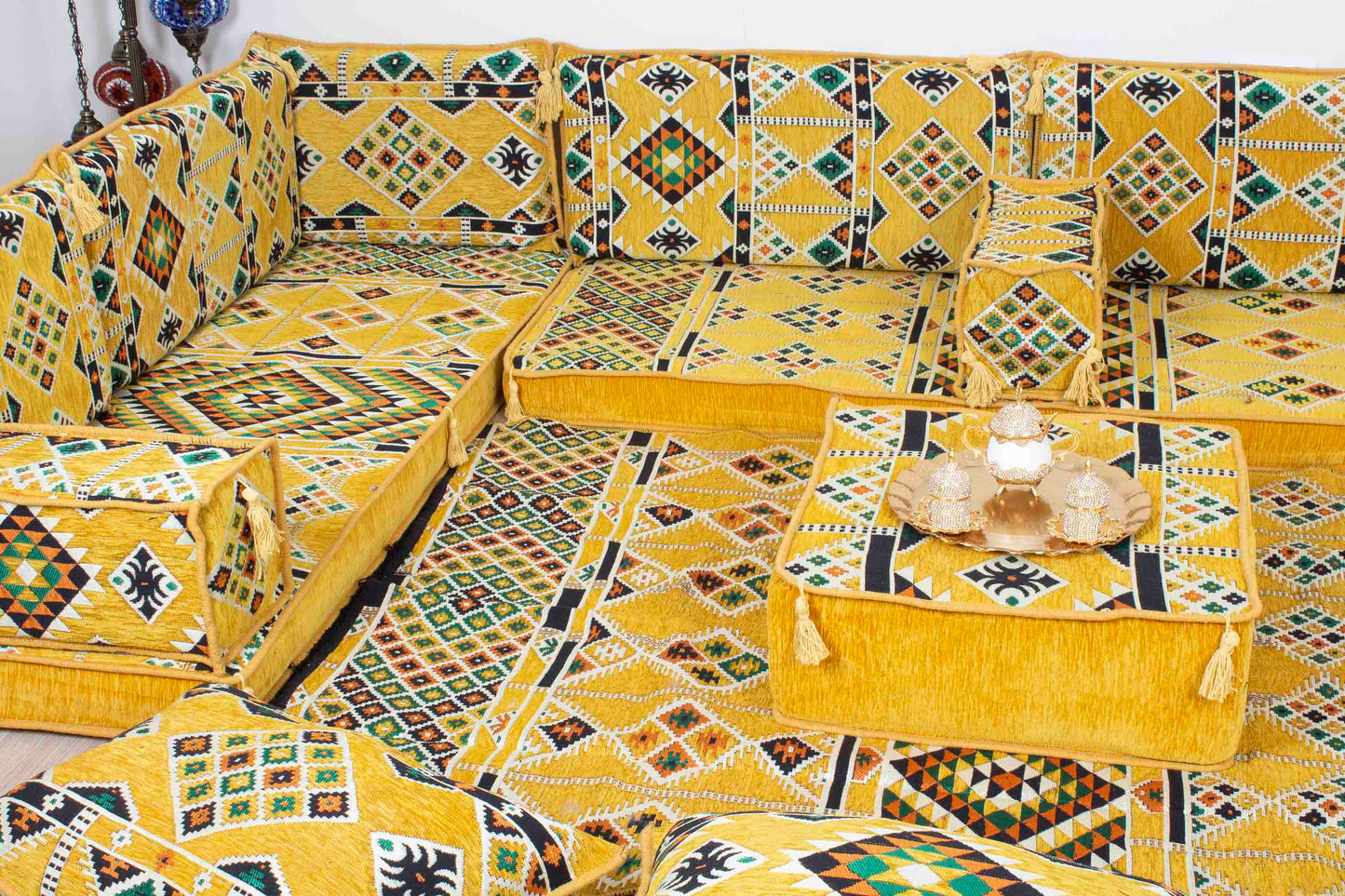 Anemurium Yellow U Shaped Sofa Set