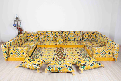 Anemurium Yellow U Shaped Sofa Set