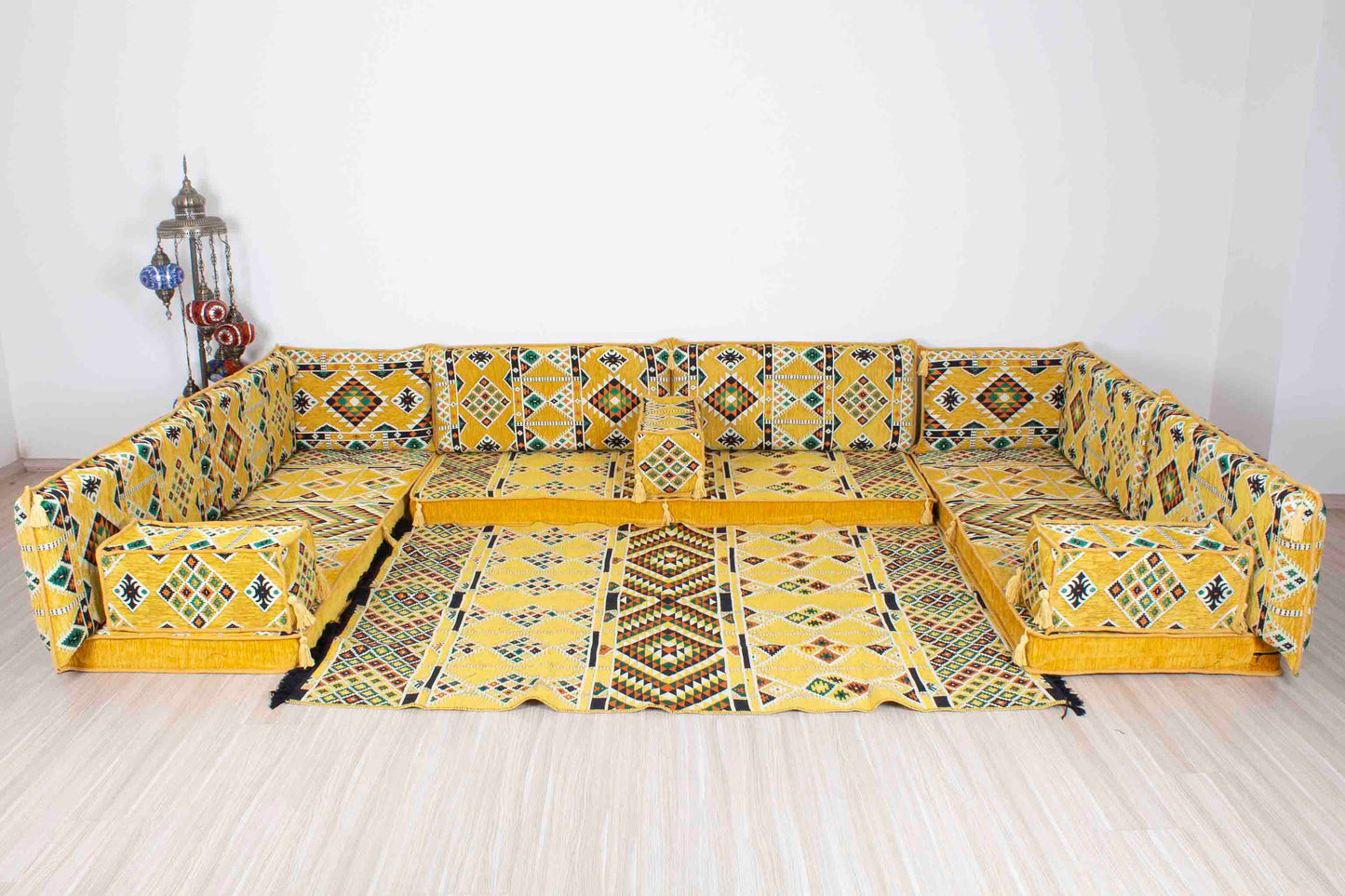 Anemurium Yellow U Shaped Sofa Set