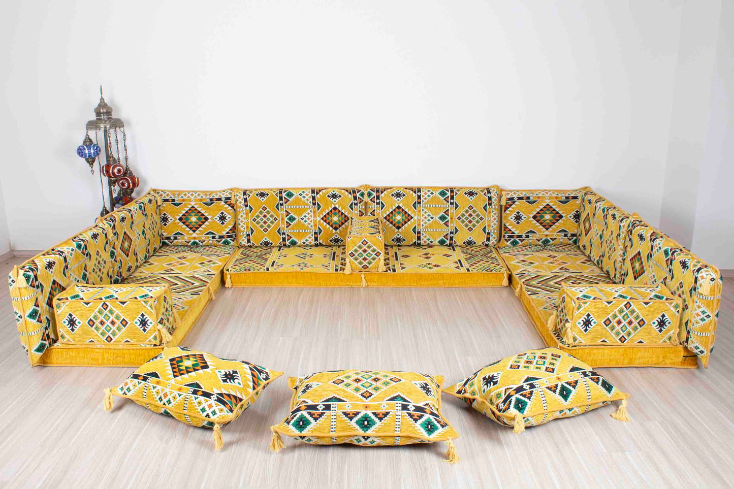 Anemurium Yellow U Shaped Sofa Set