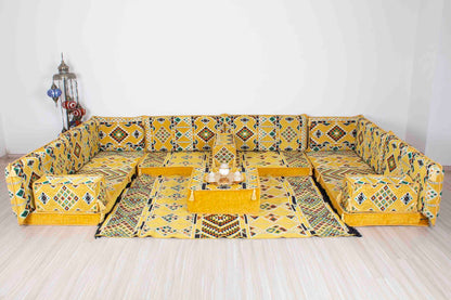 Anemurium Yellow U Shaped Sofa Set