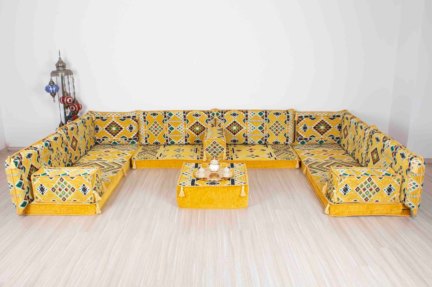 Anemurium Yellow U Shaped Sofa Set