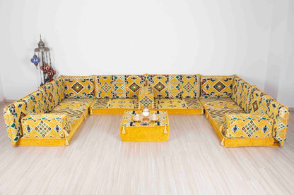 Anemurium Yellow U Shaped Sofa Set