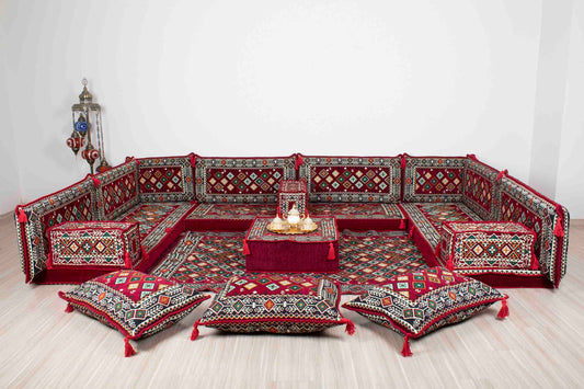 Chile Maroon U Shaped Sofa Set