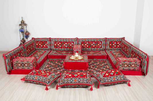 Chile Red U Shaped Sofa Set