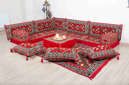 Chile Red L Shaped Sofa Set