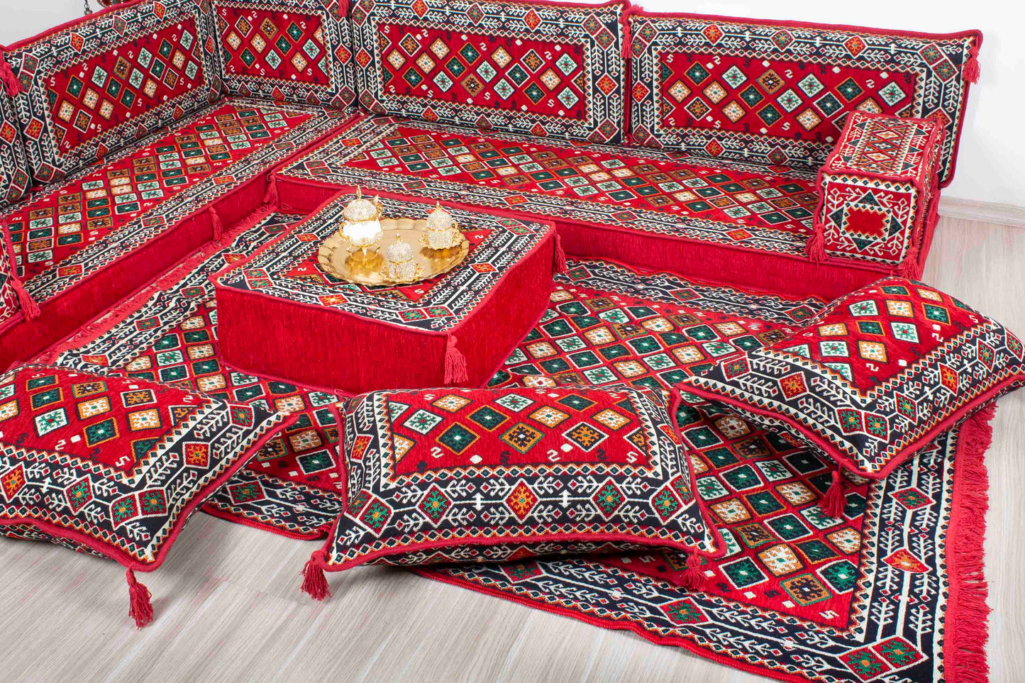 Chile Red L Shaped Sofa Set