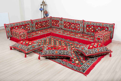 Chile Red L Shaped Sofa Set