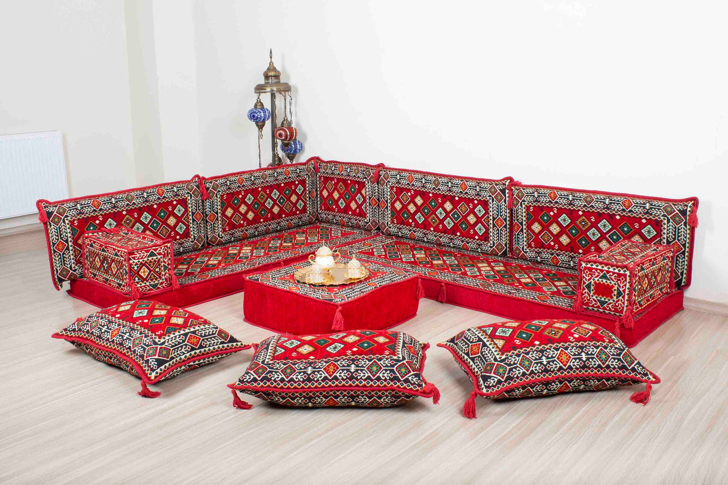 Chile Red L Shaped Sofa Set