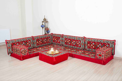 Chile Red L Shaped Sofa Set